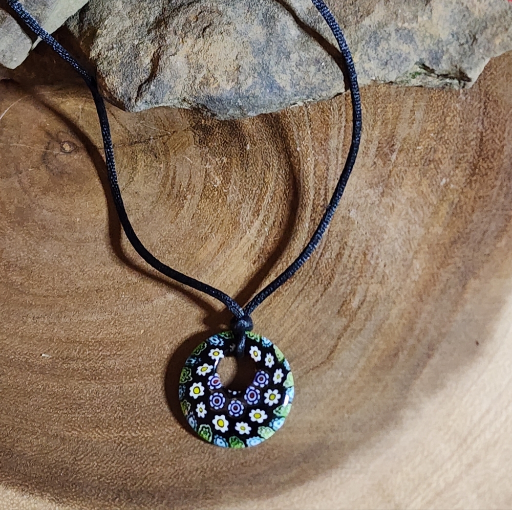 Floral Glass Pendant Necklace